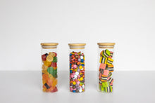 Load image into Gallery viewer, Round Glass & Bamboo Jar 550ml Set of 3