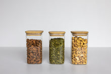 Load image into Gallery viewer, Square Glass & Bamboo Jar 800ml