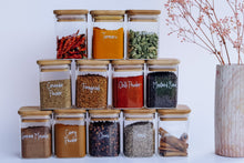 Load image into Gallery viewer, Square Glass & Bamboo Spice & Herb Pack