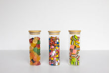 Load image into Gallery viewer, Round Glass &amp; Bamboo Jar 550ml Set of 3
