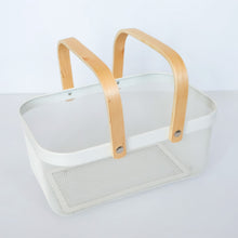 Load image into Gallery viewer, White metal basket with double handles
