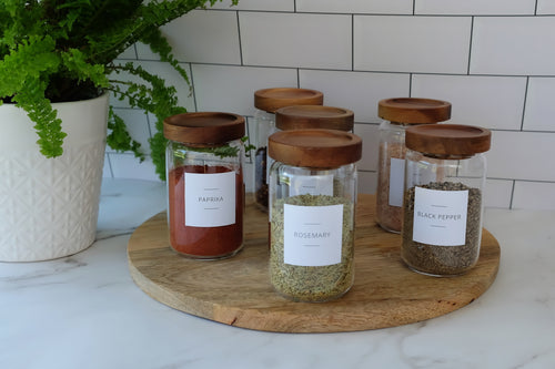 Glass Herb and Spice Jars.  Set of 6.