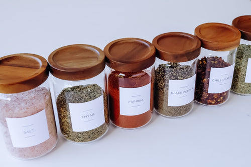 Glass Spice and Herb Jars.  Set of 12.